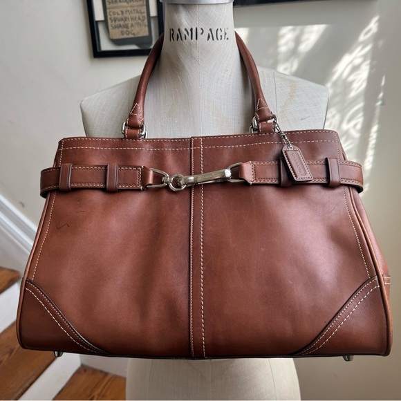 Coach Hampton # E0793-F11200 Brown Leather Bag Satchel Handbag Tote Purse - Picture 1 of 14